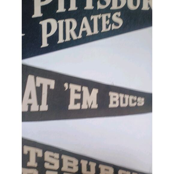 Vintage 1940s MLB Pittsburgh Pirates Baseball Pennant Collection Of 3 Rare Old - Picture 12 of 16